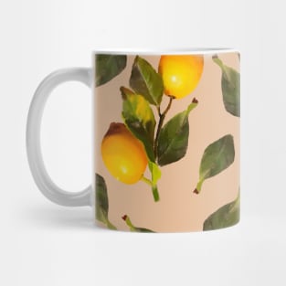 Seamless pattern with lemons and leaves Mug